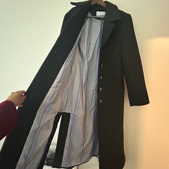 GANNI GREY WOOL FITTED COAT - Picture 5 of 5